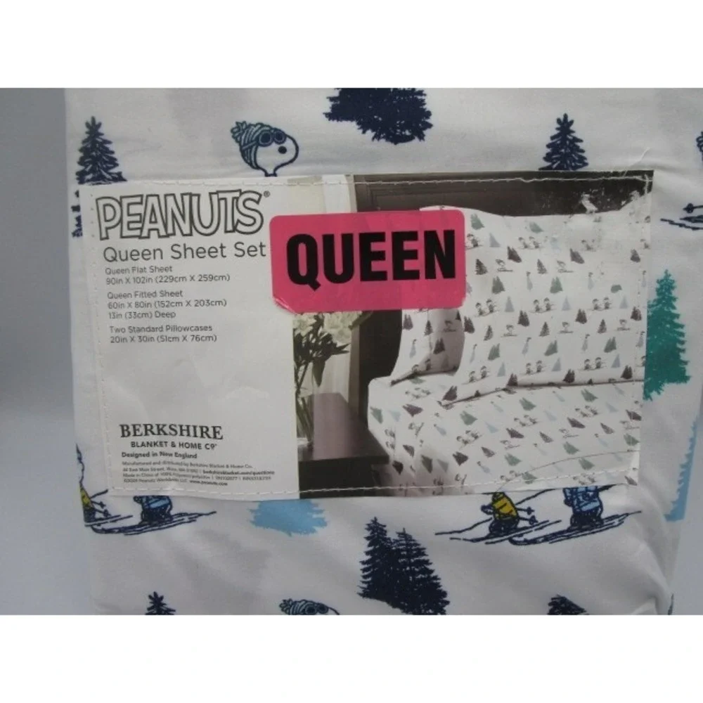 Peanuts Holiday Winter White Queen Sheet Set By Berkshire 4 Piece Charlie Brown